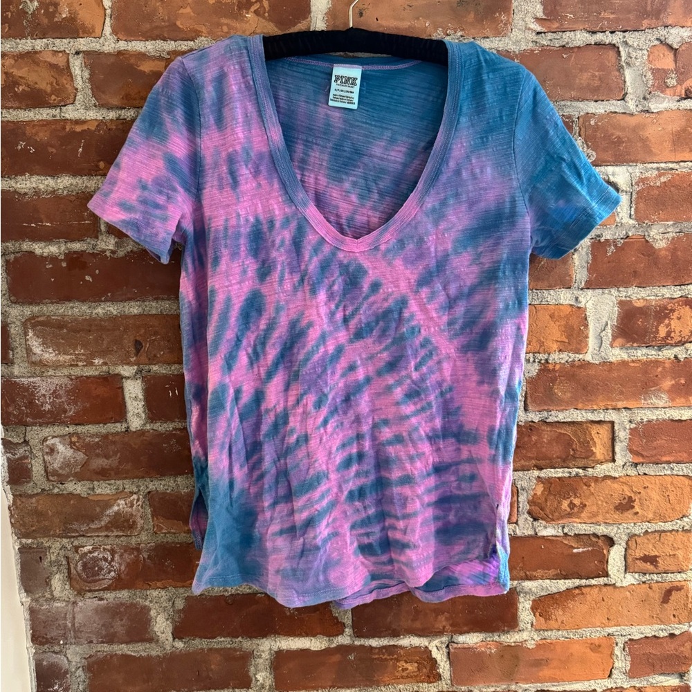 Pink Victoria Secret blue pink tie dye tshirt